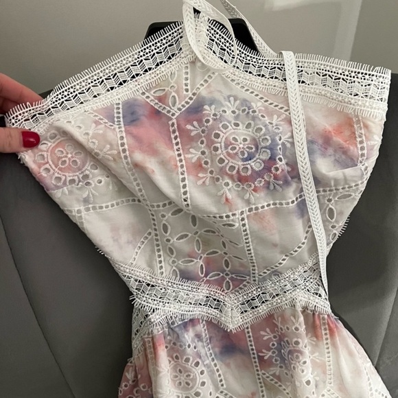 Gianni Bini Embroidered Eyelet Halter Dress - Picture 7 of 8